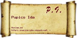 Pupics Ida névjegykártya